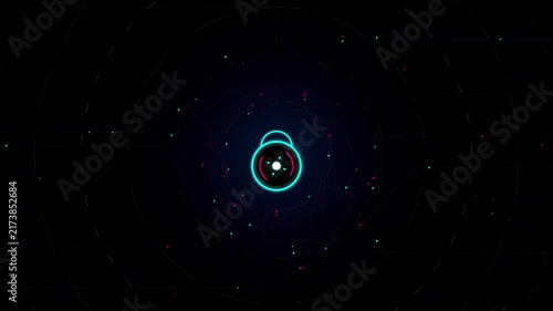 Abstract futuristic padlock icon animation with glowing neon cyan lines for cybersecurity and data privacy concept