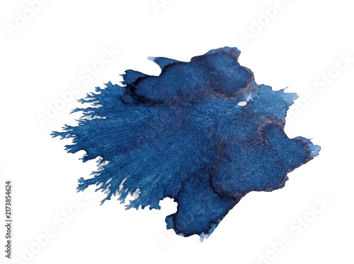 Photorealistic high end 3d cgi render of blue paint powder splash stain watercolor isolated on background for professional graphic design