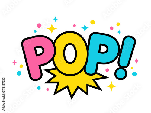 Dynamic Pop Art Style Text with Exclamation Mark and Colorful Starburst for Vibrant Design