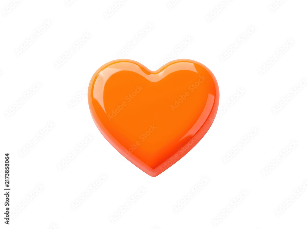 Fototapeta premium Photorealistic high end 3d cgi render of glossy orange 3d heart romance valentine isolated on background for professional graphic design
