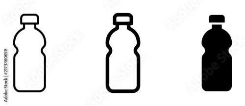Plastic Bottle Icons, Outline and Solid Fill, Beverage Container Set