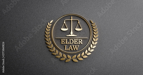 Elder Law Concept with Golden Symbol with Scales