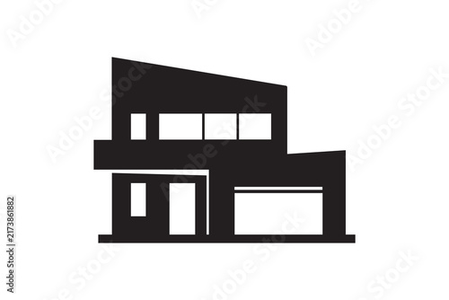 Modern Two Story Home and Garage Silhouette