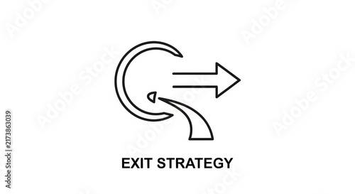 Exit Strategy Icon - Arrow Leaving Circle, Business Planning Concept.