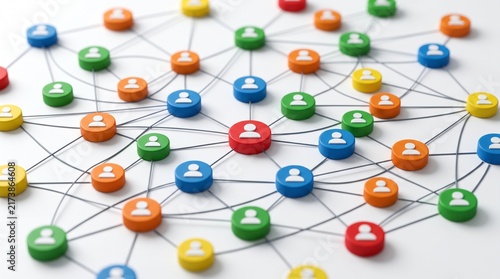 Connected people network concept representing teamwork, collaboration, social relationships and global business communication