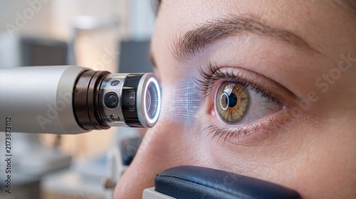 A close up view of a person undergoing an eye examination with a specialized medical device ad social media download thambnail poster web template event festival 2026 2027 2028