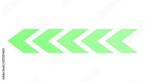 Green chevrons shift across the frame on a white background