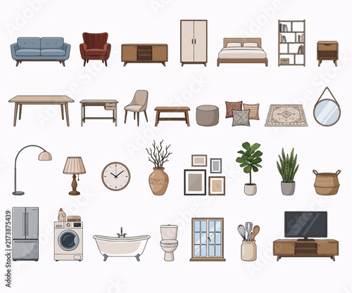 Home Furniture and Interior Decor Collection, Living Room, Bedroom and Household Items