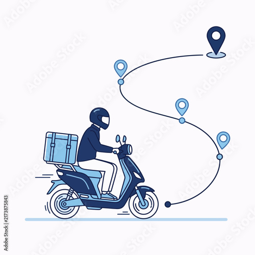 Fast Food Delivery – Courier Scooter with Route