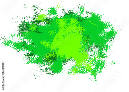 Green splatter pattern against a black background textured and abstract