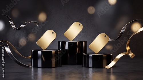 Black Candle Holders with Glowing Candles and Fairy Lights Backdrop