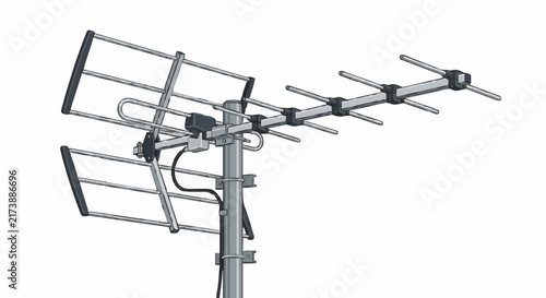 Outdoor Digital TV Antenna Vector Illustration Isolated on White Background