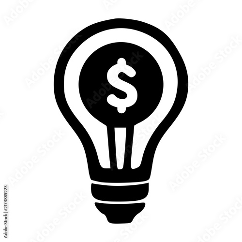 A clean lightbulb outline enclosing a central dollar sign symbol, representing creative business monetization ideas, smart strategies, and startups.