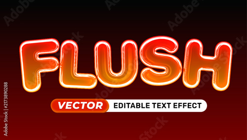Glossy 3D inflated text effect orange red glow editable vector dark background