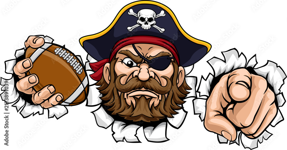 Fototapeta premium Pirate American Football Ball Sports Team Mascot