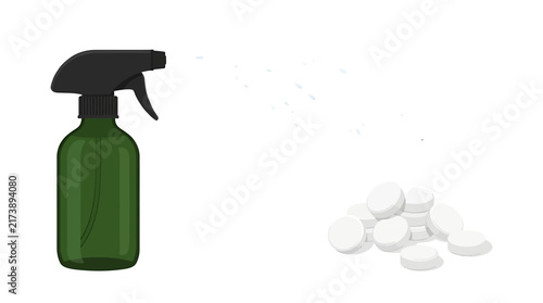 фотографія Dark Green Spray Bottle Misting Sugar Pills