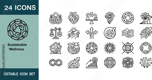 Abstract Conceptual Line Icon Set for Personal Growth and Life Balance