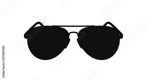Black silhouette of aviator sunglasses on a white background