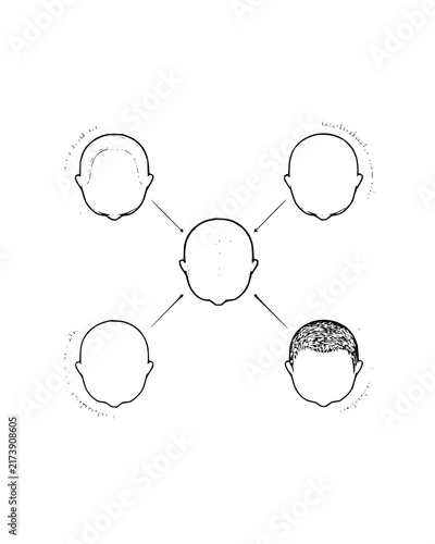 Human Head Silhouette Concept Diagram for Social Connection