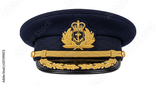 Canvastavla Elegant navy blue officer's cap with gold embroidery and anchor emblem