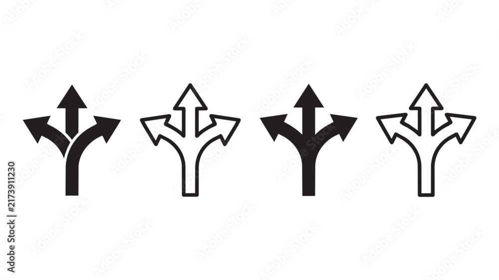 Fototapeta premium Triple arrow road sign icons 
