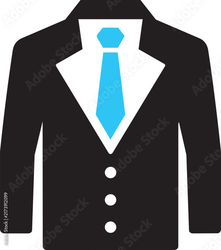 Minimalist blue necktie icon for business attire, illustrated in a flat style, isolated on a white background, for corporate concepts