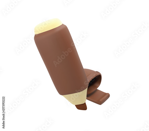 3D vector icon of Brown Highlighter Marker Pen with Cap Off