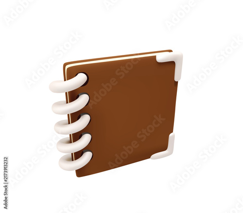 3D Brown Spiral Notebook vector Icon