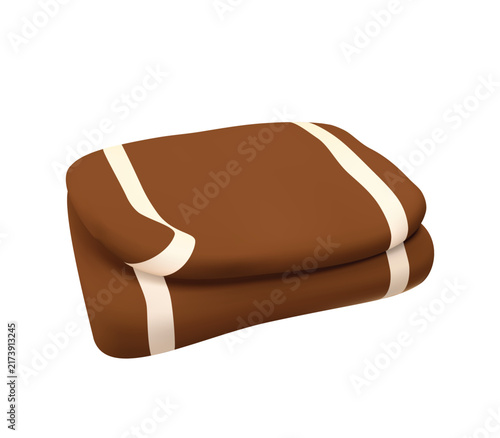 3D Folded Brown Throw Blanket Cozy Home vector Icon