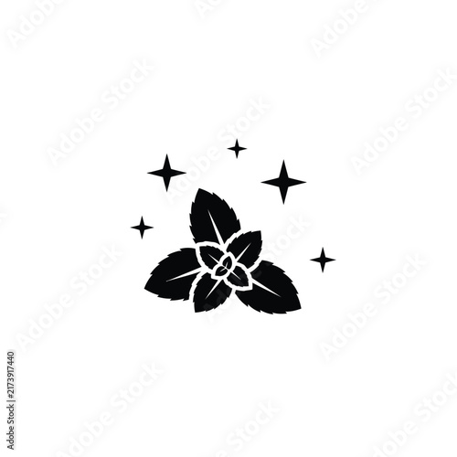 Sparkling Mint Leaves Icon Freshness Symbol.
