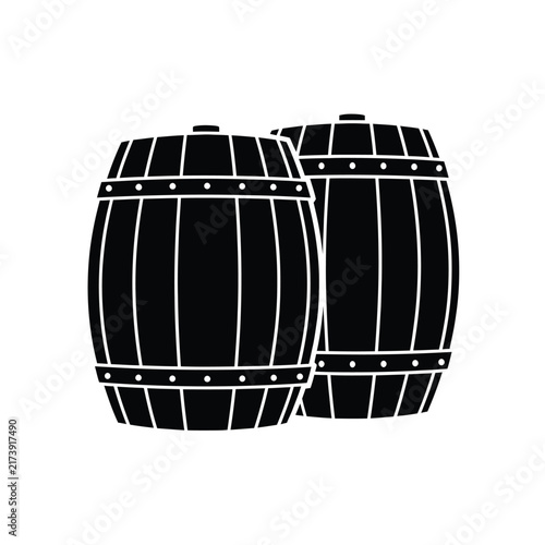 Two Wooden Barrels Silhouette Illustration.