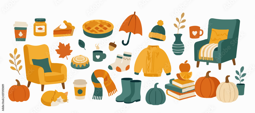 Fototapeta premium Autumn lifestyle interior for seasonal marketing