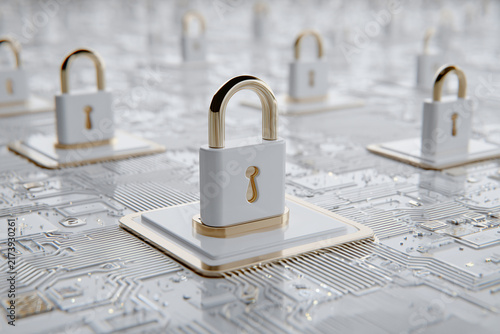 Padlocks on Circuit Board for Digital Security