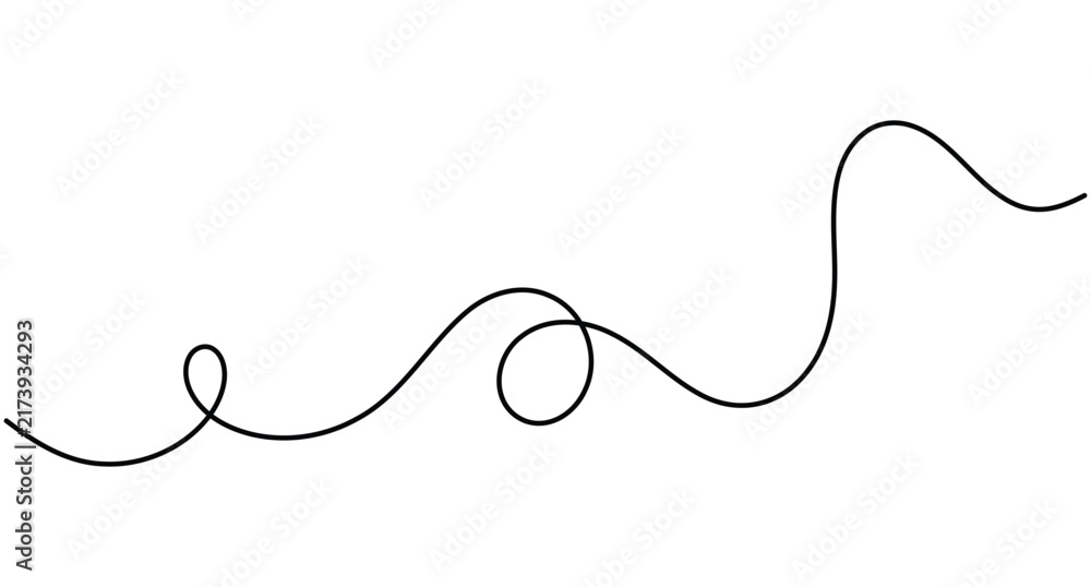 Fototapeta premium Showing continuous line dynamic wave with loops, clean vector asset featuring editable stroke