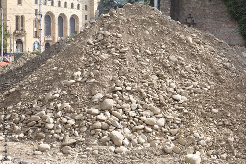 Large gravel pile on construction site