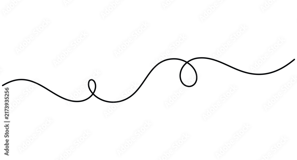 Obraz premium Continuous line minimalist wave with loops, clean vector asset featuring editable stroke