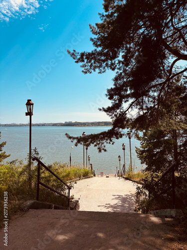 Cuadro en lienzo Russia, Novosibirsk, July 2, 2026: view of the beach at the Sosnovka sanatorium, Berdsk