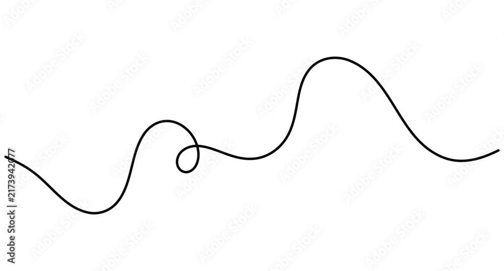 Obraz premium Single loop curve line continuous one line art vector depicting an organic wave with a central loop and an editable stroke