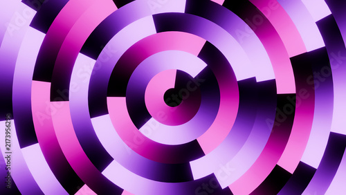 Abstract 3D concentric circles purple blue background, minimalist geometric c...
