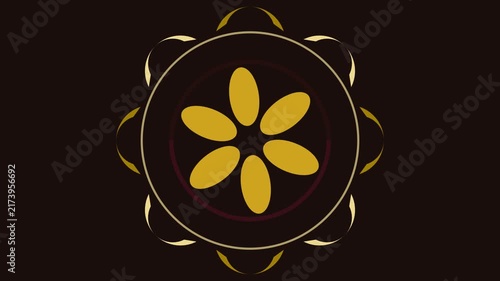 Golden mandala animation with intricate floral patterns and glowing effects