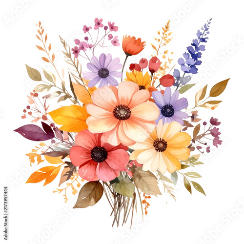 Soft pastel wildflower bouquet evokes gentle, calming feelings, perfect for spring greeting cards, invitations, home decor, or elegant stationery backgrounds.