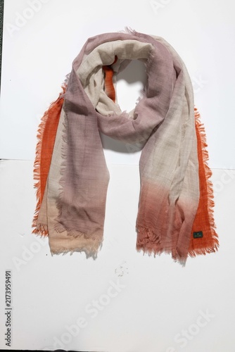 Fotografie Soft Gradient Scarf with Fringe Isolated on White Background