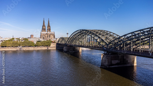 Hohenzollern Bridge over the Rhine with Cologne Cathedral, Germany