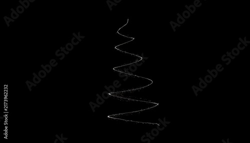 Minimal Silver Christmas Tree Light Trail on Black Background, Luxury Holiday Concept