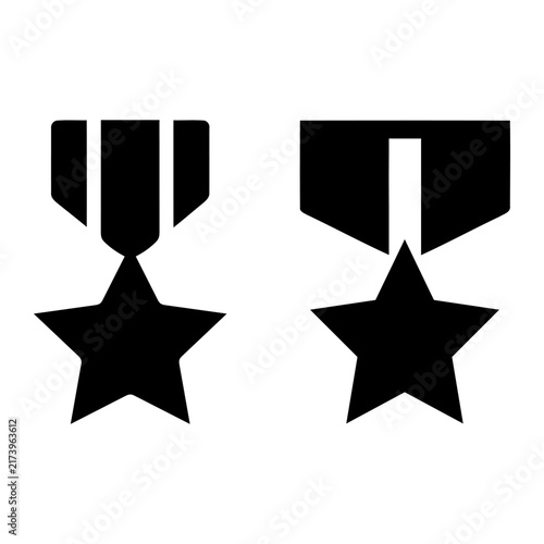 Obraz na płótnie Military Star Medal Silhouette Pair Representing Gallantry Award, Heroic Achieve