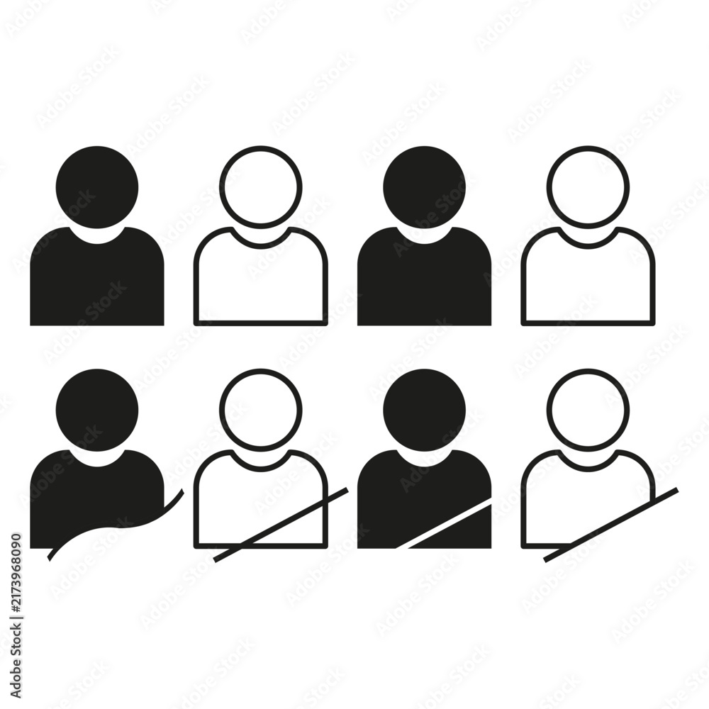 Fototapeta premium User avatar profile vector set features simple person shape. It represents creative team social.