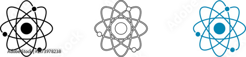 Foto Modern atomic particle icons in different styles