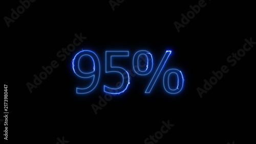 Glowing Neon number 95% icon illustration. Stock business product offer sells 95% discount number background.