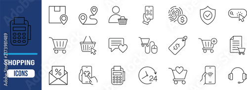 Online shopping e-commerce vector icons. shopping cart icon set, payment terminal icon set, smartphone icon set