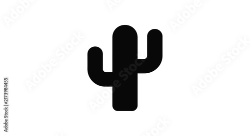 Fotografía Black silhouette of a saguaro cactus against a white background